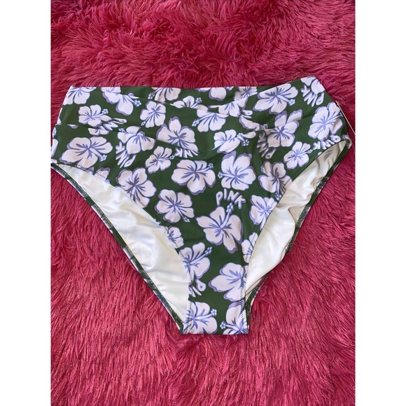 Victorias Secret PINK V Crossover High Waist‎ Cheeky Bikini Bottom XXL FLORAL - Picture 1 of 2